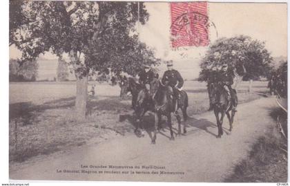 27 - EURE - LES GRANDES MANOEUVRES DU NORD-OUEST - GENERAL HAGRON SE RENDANT SUR LE TERRAIN A CHEVAL