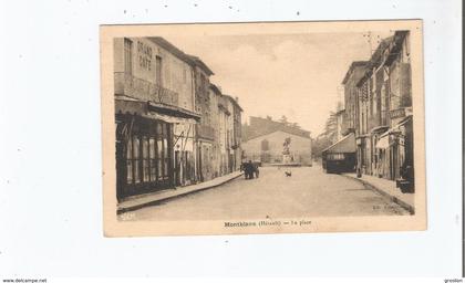 MONTBLANC (HERAULT) LA PLACE (GRAND CAFE TABAC STATUE ET ATTELAGE DE MULE)