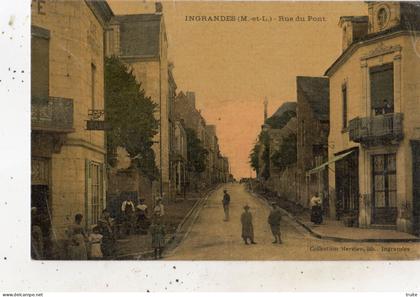 INGRANDES RUE DU PONT ( CARTE TOILEE ET COLORISEE )