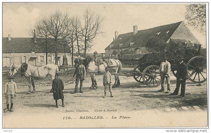 170 Bazolles La Place Tres bel attelage chevaux Edit Roubé Chatillon Cliché Havoué ecrite Aunay en Bazois Le Coudray