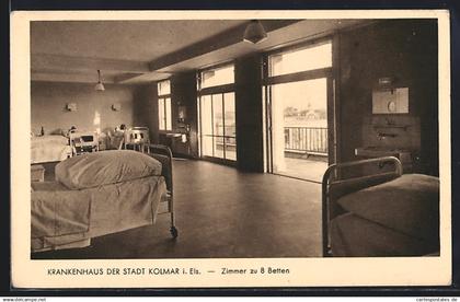 CPA Kolmar i. Els., Krankenhaus, Zimmer zu 8 Betten, avec Balkonblick