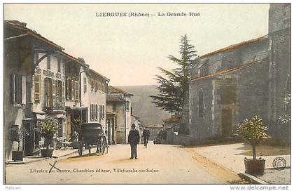 - rhone - ref -792- liergues - grande rue - cafe restaurant " greppo " - cafes - restaurants -  carte colorisee -