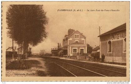 FLEURVILLE LA GARE  PONT-DE-VAUX FLEURVILLE TOP RARE  CHEF DE GARE