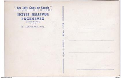 74 - EXCENEVEX - CARTE-PHOTO - HOTEL BELLEVUE - LES JOLIS COINS DE SAVOIE - PROPRIETAIRE MAJOURNAT