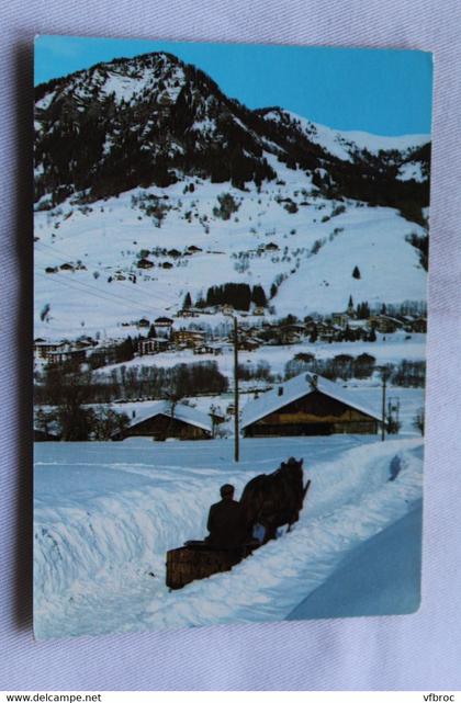 Cpm 1977, Praz sur Arly, Praz sous la neige, la route des pistes, Haute Savoie 74