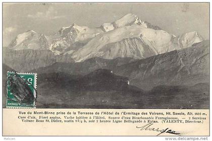 dept div - haute savoie - ref N 615 - vue du mont blanc prise de la terrasse de l'hotel de l' ermitage des voirons -