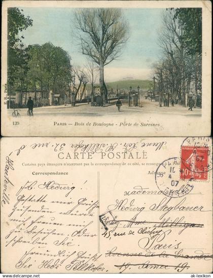 CPA 16. Arrondissement (Passy)-Paris Straße Bois de Boulogne 1912