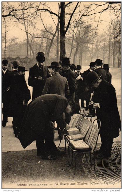 Paris, La Bourse aux Timbres, Camp-Elysies, Briefmarkenmarkt in Paris, um 1910/20