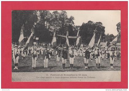 CPA - BONNELLES - Festival du 27 juin - 20 sociétés et leurs drapeaux - 1921 - voir autres communes