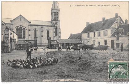 95-BRAY-ET-LU - UN INTERIEUR DE FERME