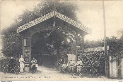 CPA Achères Ancienne Maison Raiguenet - Bourgoin Sucr Hotel Restaurant