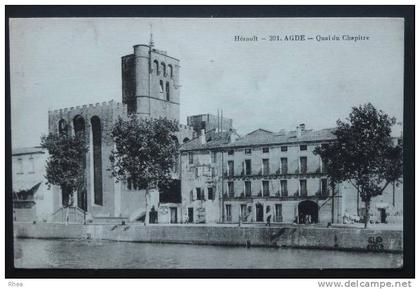 34 Agde 201. AGDE - Quai Chapitre cathedrale quai du chapitre D34D K34003K C34003C RH014072