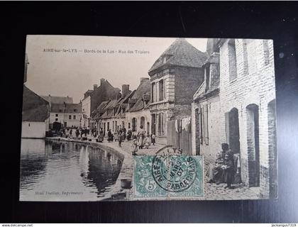 CPA - Aire sur la Lys - Bords de la Lys - Rue des Tripiers