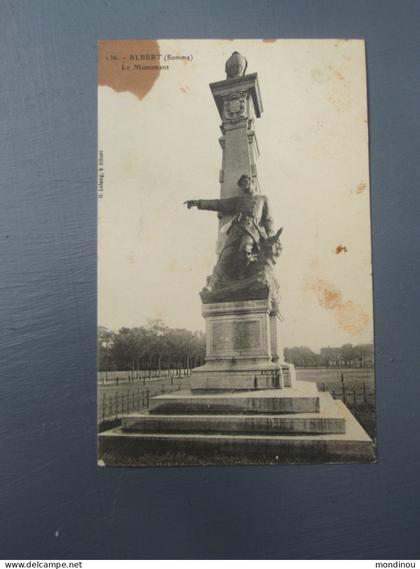 Cpa  ALBERT (Somme) Le Monument. 1911