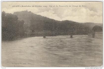 Gard : Alès, Les Inondations d´Octobre 1907, Vue de la Passerelle du Champ de Foire