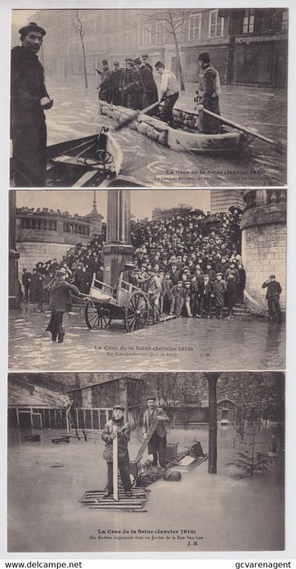 3 CARTES  LA CRUE DE LA SEINE  JAVIER 1910