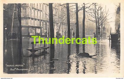 CPA 75 CARTE DE PHOTO PARIS INONDE 1910 INONDATIONS DE PARIS BOULEVARD DE HAUSSMANN