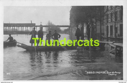 CPA 75 CARTE DE PHOTO PARIS INONDE 1910 INONDATIONS DE PARIS QUAI DE PASSY METRO