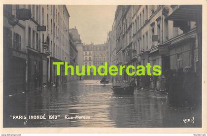 CPA 75 CARTE DE PHOTO PARIS INONDE 1910 INONDATIONS DE PARIS RUE MOREAU