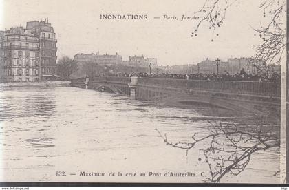 Paris (Inondations de Janvier 1910) - Maximum de la Crue au Pont d'Austerlitz