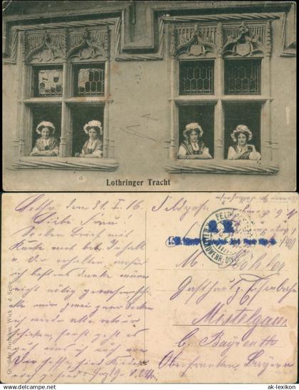 Lothringen (allgemein) Frauen in Tracht am Fenster, Lothringen Typen 1916