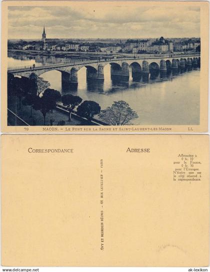 Macon Mâcon Le pont sur la saône et Saint-Laurent-Les Maçon 1929