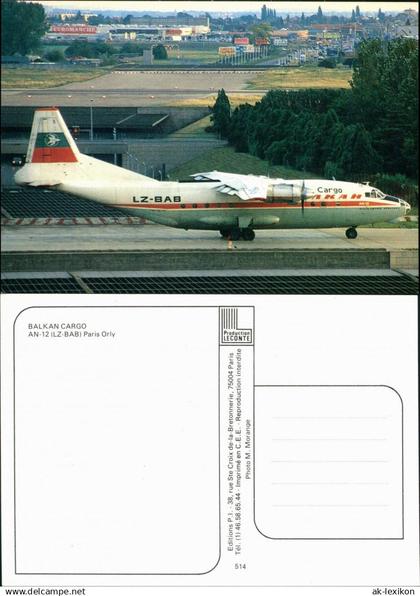 Orly Propellerflugzeug: Balkan Cargo AN-12 (LZ-BAB) Paris Orly 1990