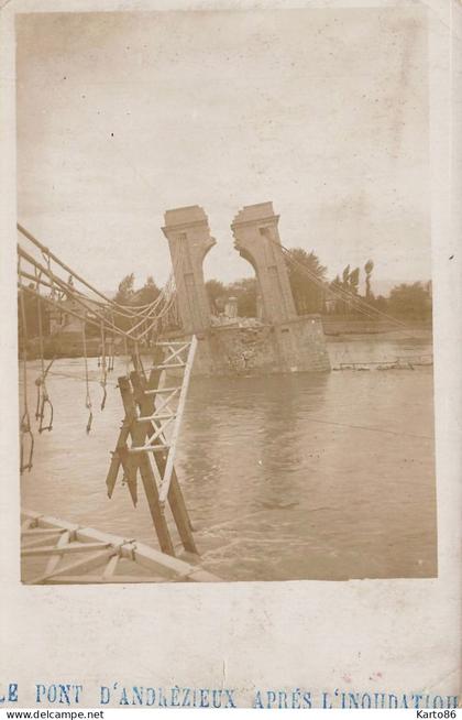 andrézieux bouthéon * carte photo * le pont après l'inondation