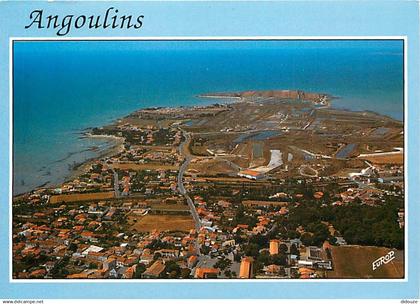 17 - Angoulins sur Mer - Le centre ville vers le port, la plage et la pointe du Chay - Vue Générale aérienne - CPM - Voi