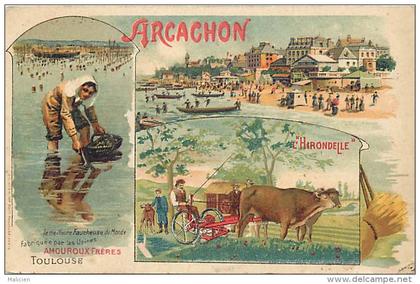 - ref F294 - gironde -arcachon - carte publicitaire amouroux freres - toulouse - materiel agricole - carte bon etat -