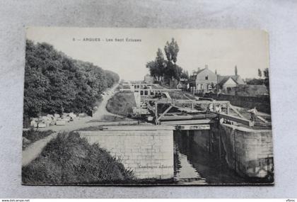 Cpa 1909, Arques, les sept écluses, Pas de Calais 62