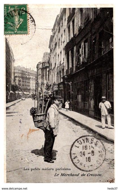 Paris - Les Petits Métiers - Le Marchand de Cresson - Carte publicitaire Chocolat Taylor