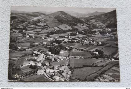 Cpm 1953, Ascain, vue aérienne générale vers l'Espagne, Pyrénées atlantiques 64