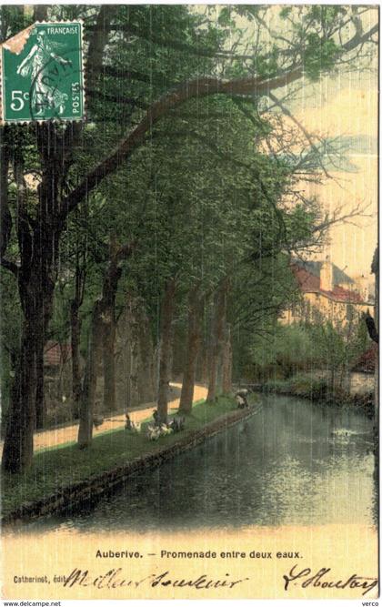 CARTE POSTALE ANCIENNE DE AUBERIVE  -  PROMENADE ENTRE DEUX EAUX