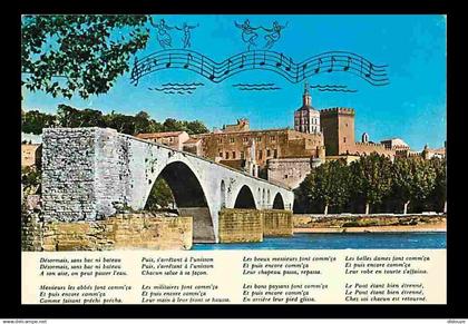 84 - Avignon - Le Pont Saint Bénézet - Le Palais des Papes - Partition - Paroles de chanson - CPM - Voir Scans Recto-Ver