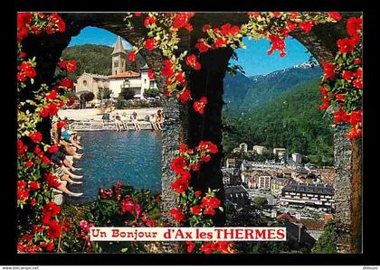 09 - Ax les Thermes - Multivues - Fleurs - Flamme Postale de Ax les Thermes - CPM - Voir Scans Recto-Verso