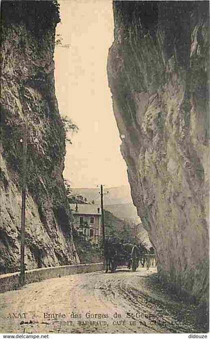 11 - Axat - Entrée des Gorges de Saint Georges - Animée - Attelage de Chevaux - CPA - Voir Scans Recto-Verso