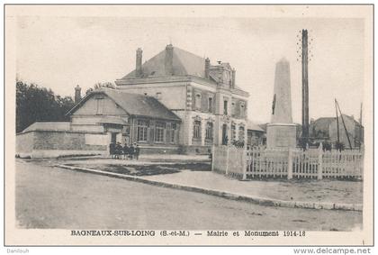 77 // BAGNEAUX SUR LOING    mairie et Monument 1914 18