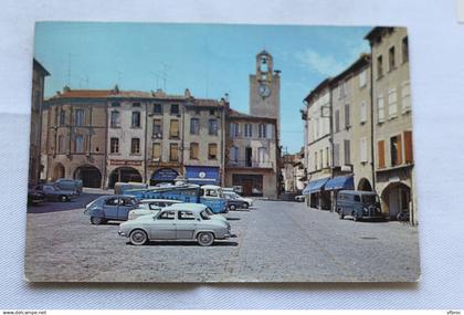 Cpm 1972, Bagnols sur Ceze, la place de la mairie et le beffroi, Gard 30