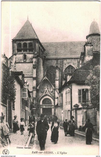 Carte Postale Ancienne de BAR SUR SEINE-L'église