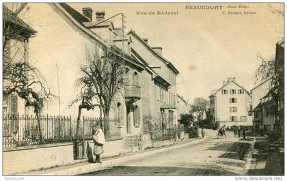 CPA BEAUCOURT RUE DE BADEVEL 1908