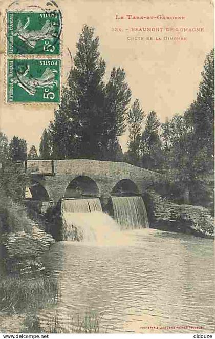 82 - Beaumont de Lomagne - Chute de la Gimone - Pont - Correspondance - Oblitération ronde de 1908 - CPA - Voir Scans Re