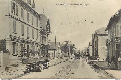 - dpts dv -ref-AE401- territoire de belfort - belfort - faubourg des vosges  - cafes restaurants - tramway -tramways -