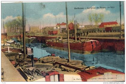 BETHUNE LE QUAI DE BRUAY PENICHES CARTE COLORISEE