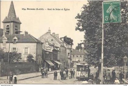 CPA Bezons Quai de Seine et Eglise