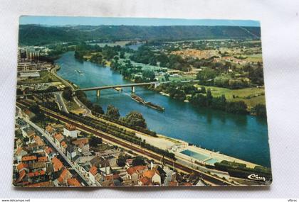 Cpm, Bonnières sur Seine, vue générale aérienne, la Seine, Yvelines 78