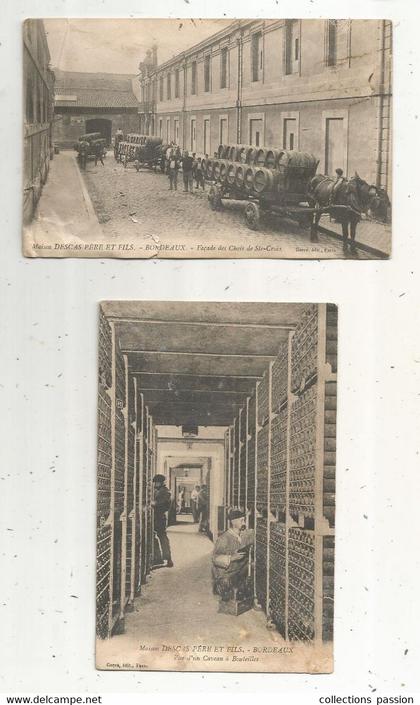 cp , 33 ,BORDEAUX , vin , MAISON DESCAS PERE ET FILS , LOT DE 2 CARTES POSTALES