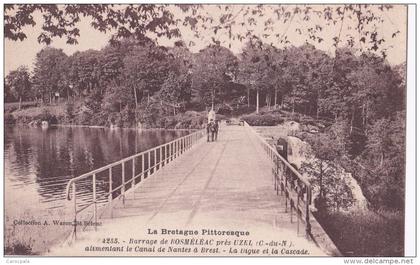 carte 1915 BARRAGE DE BOSMELEAC PRES DE UZEL / LA DIGUE ET LA CASCADE