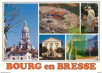 01 - Bourg en Bresse - Multivues - Médiathèque - Parc des Expositions - Sarcieuse de Muscat - Flamme Postale - CPM - Voi