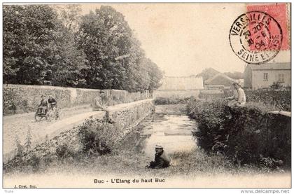 BUC L'ETANG DU HAUT BUC PECHEUR A LA LIGNE  PASSAGE D'UN DROLE DE VEHICULE 1904